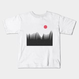 Waves underneath a red sun - geometric minimalist abstract design Kids T-Shirt